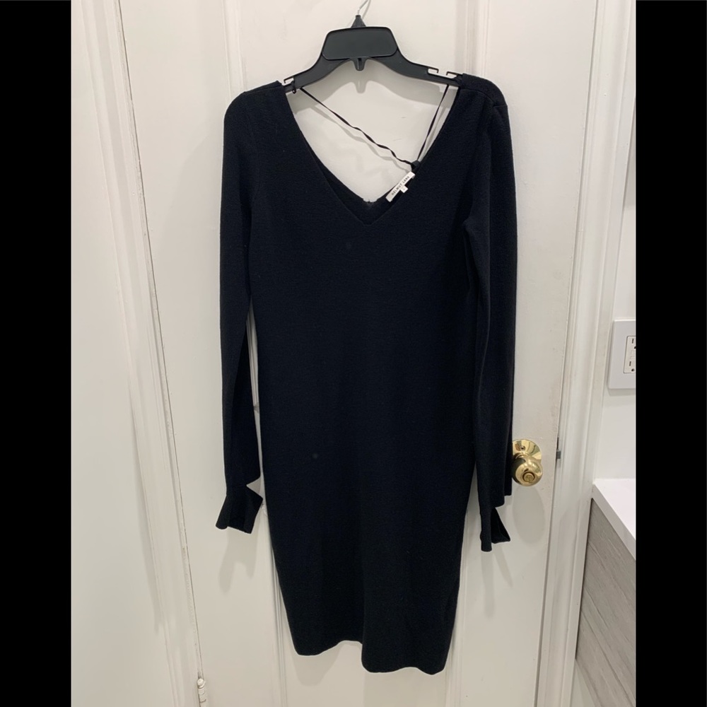 NWT Helmut Lang long black slash cuff sweater dress. Size large